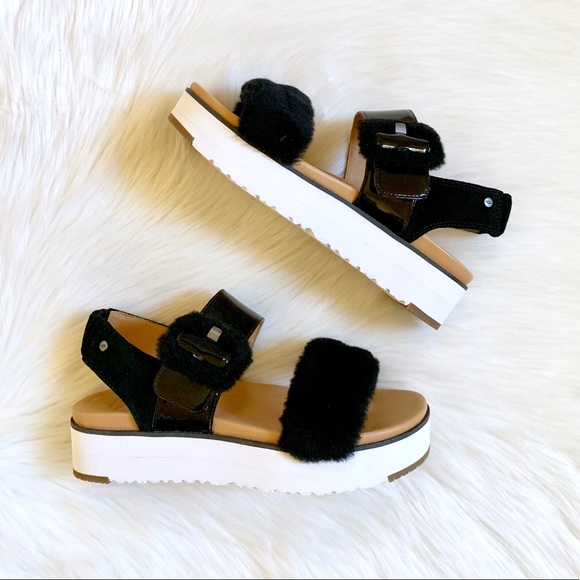 UGG Black Le Fluff Platform Sandals - Picture 5 of 8